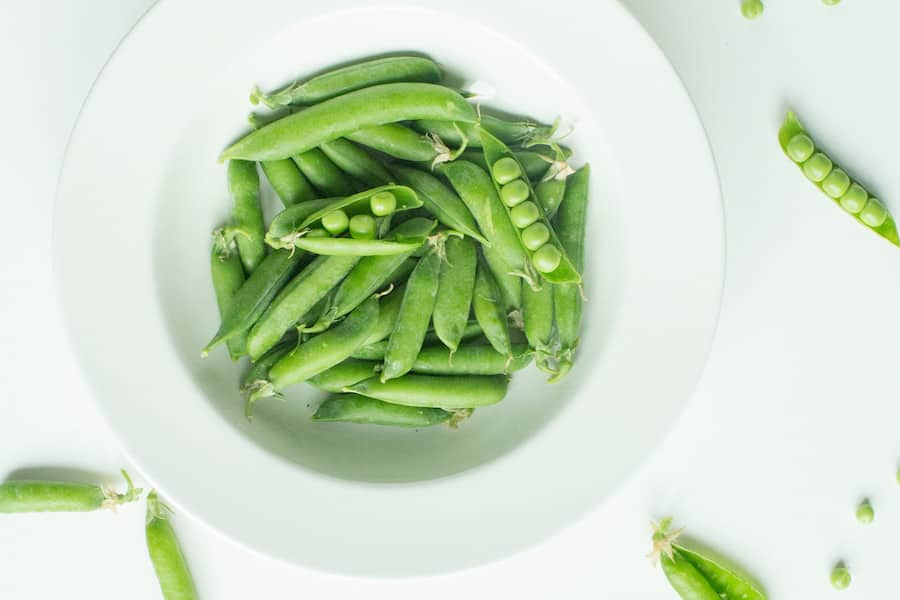 Pea shoots in a white plate