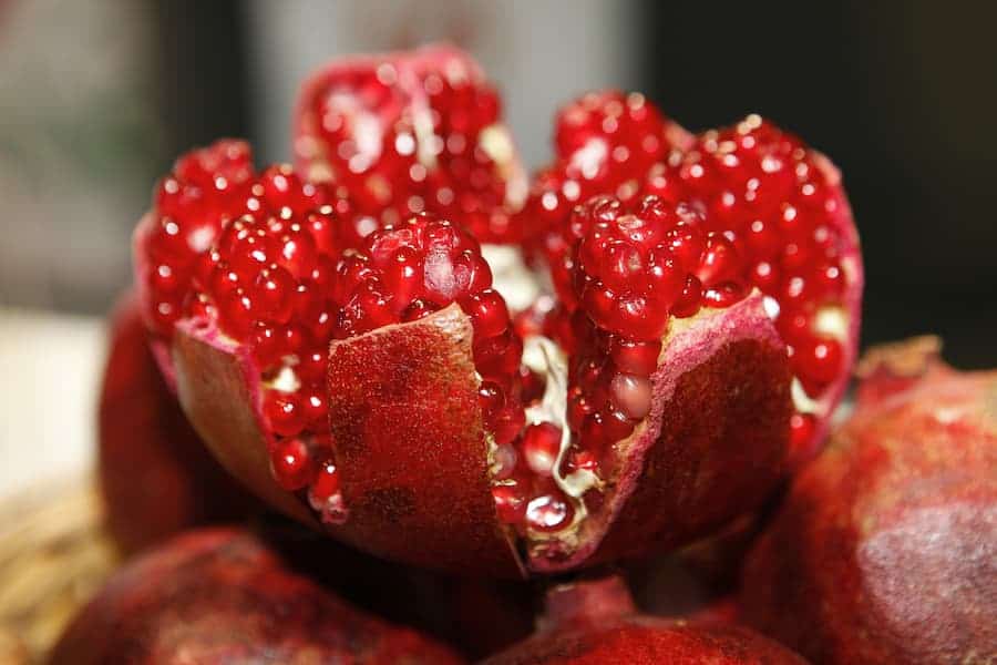 Freshly open pomegranates.